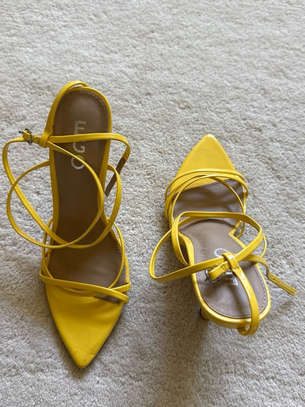 Ego Bright Yellow Pointed-Toe Strappy Women's Heels